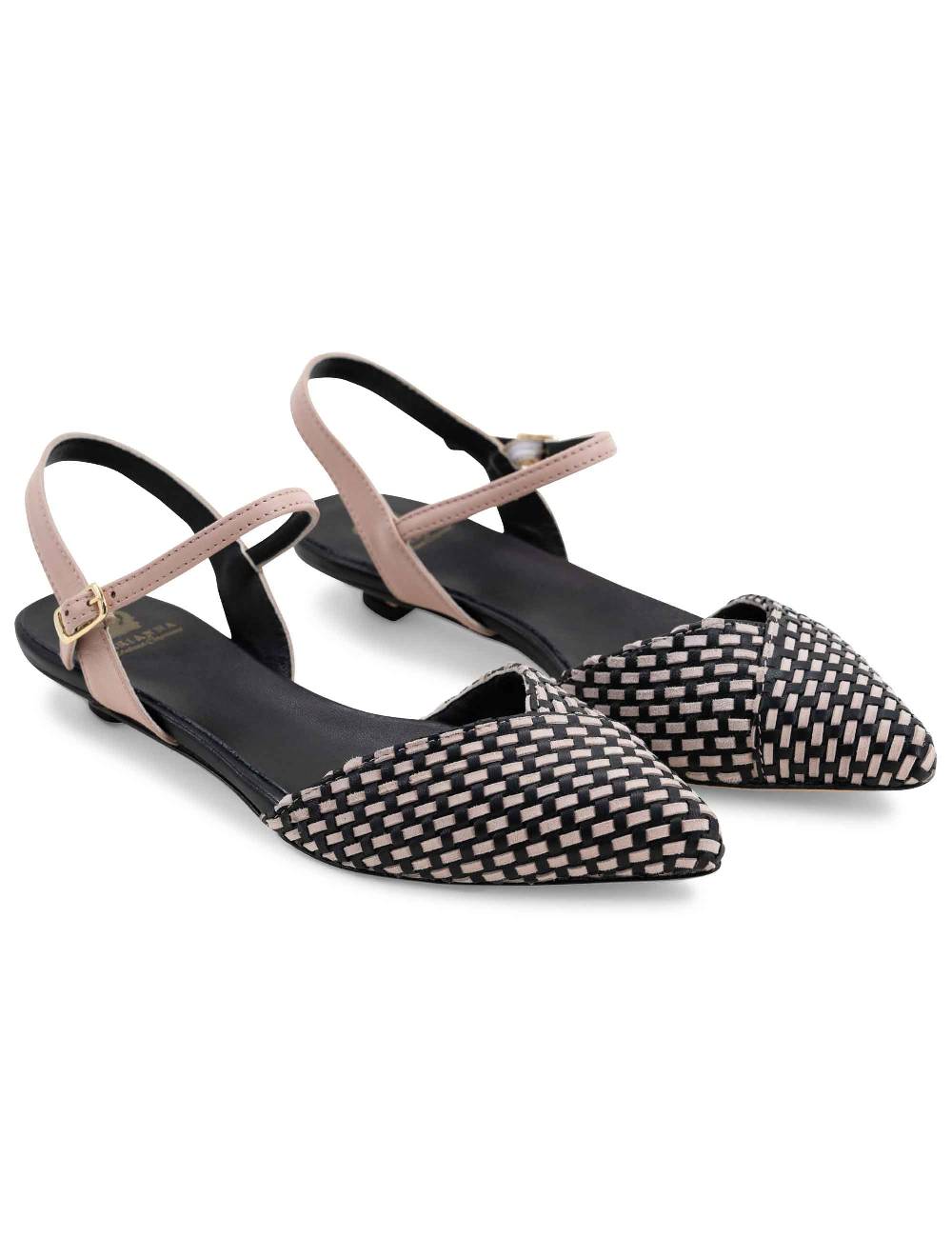 L'ARIANNA Ballerine BL1488/rt da donna in camoscio nero e couture con cinturino alla caviglia Vendite Flash