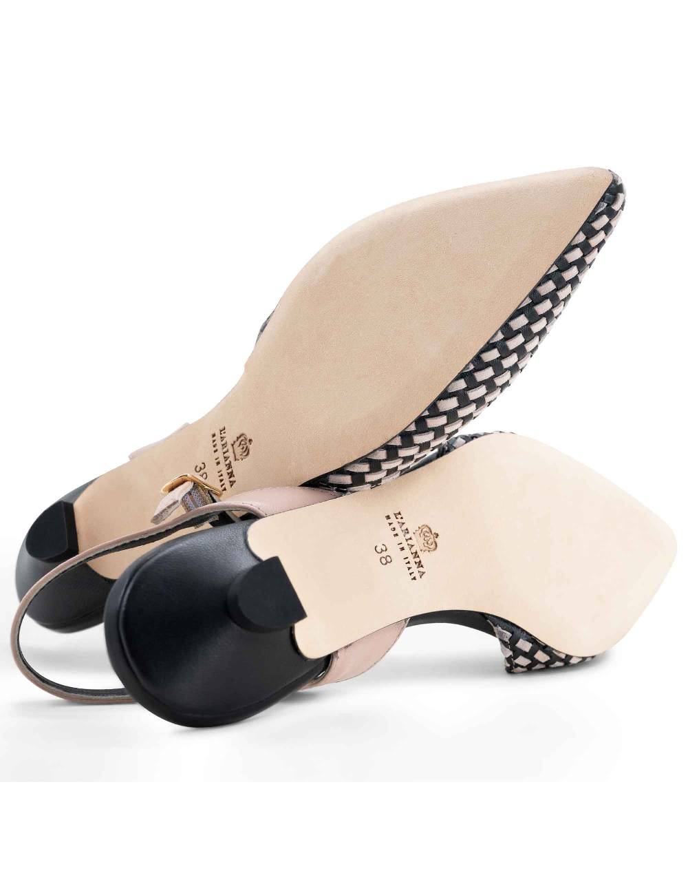 L'ARIANNA Ballerine BL1488/rt da donna in camoscio nero e couture con cinturino alla caviglia Vendite Flash