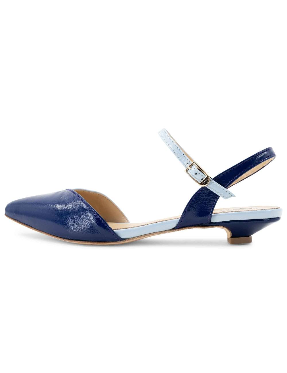 L'ARIANNA Ballerine BL1413/rt da donna in pelle blu punta chiusa con cinturino alla caviglia L'Arianna Negozio