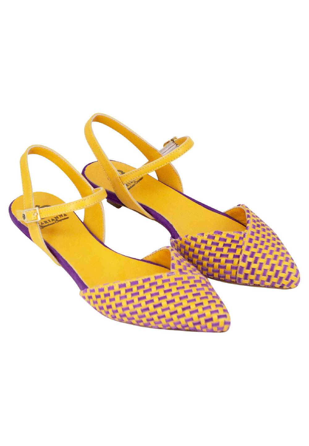 L'ARIANNA Ballerine BL1488/rt da donna in camoscio giallo e mattone con cinturino alla caviglia l'arianna Moda
