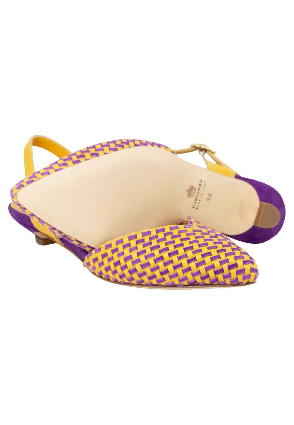 L'ARIANNA Ballerine BL1488/rt da donna in camoscio giallo e mattone con cinturino alla caviglia l'arianna Moda