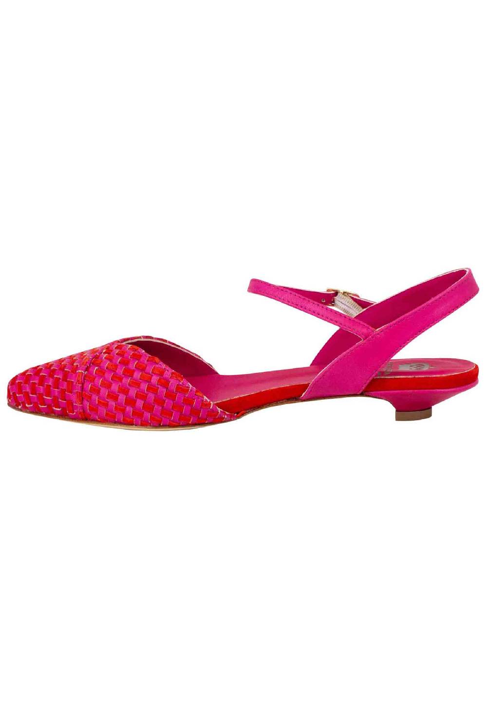 L'ARIANNA Ballerine BL1488/rt da donna in camoscio fucsia e rosso con cinturino alla caviglia 2025