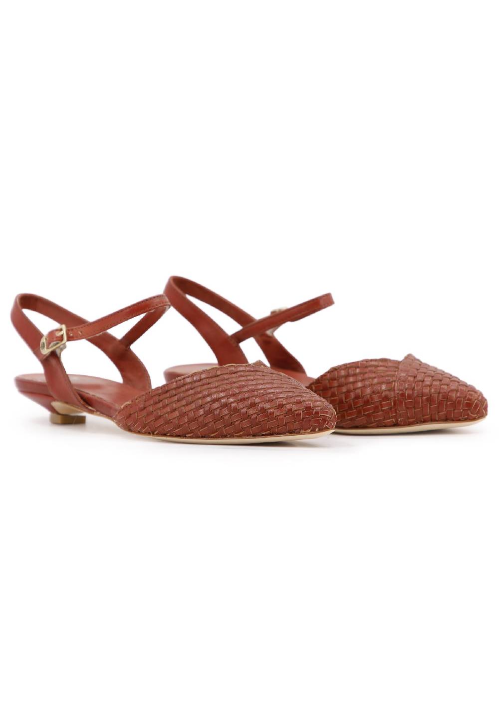L'ARIANNA Ballerine BL1488/rt da donna in camoscio mattone con cinturino alla caviglia Italy