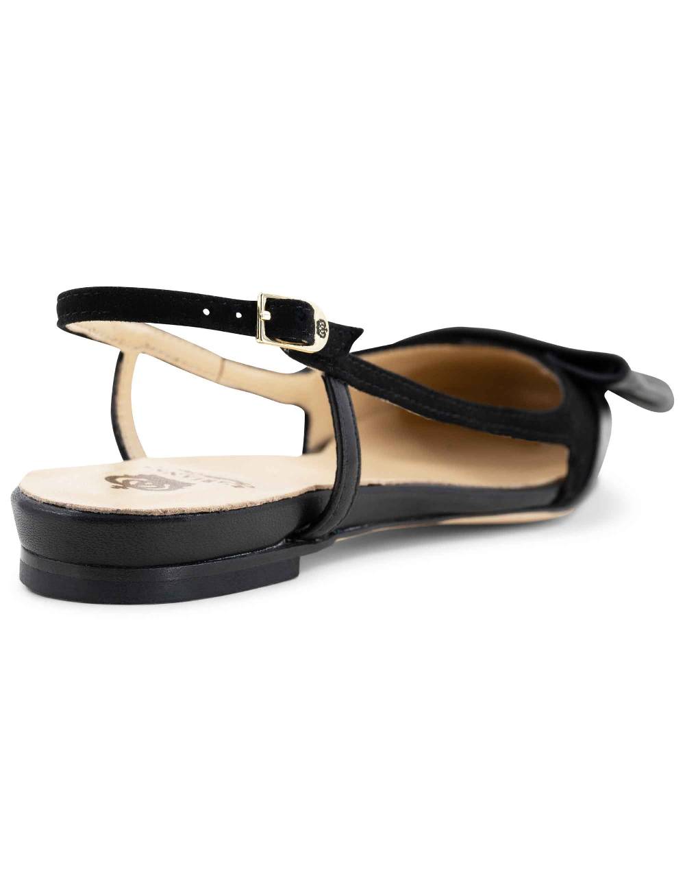 L'ARIANNA BALLERINE CH1626 IN PELLE E CAMOSCIO NERO DA DONNA CON TACCO BASSO E CINTURINO SLINGBACK L'ARIANNA 2025