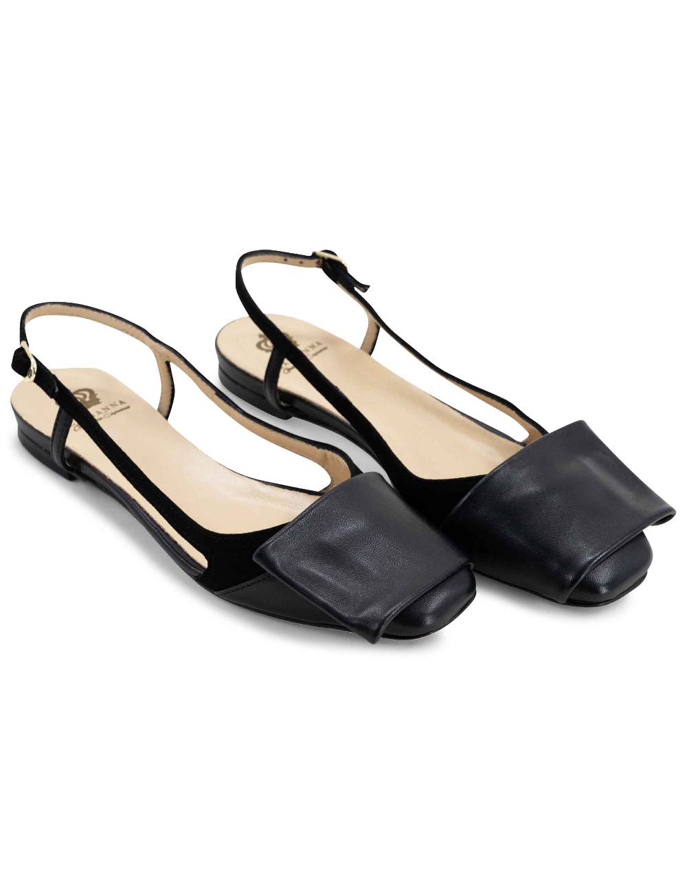 L'ARIANNA BALLERINE CH1626 IN PELLE E CAMOSCIO NERO DA DONNA CON TACCO BASSO E CINTURINO SLINGBACK L'ARIANNA 2025