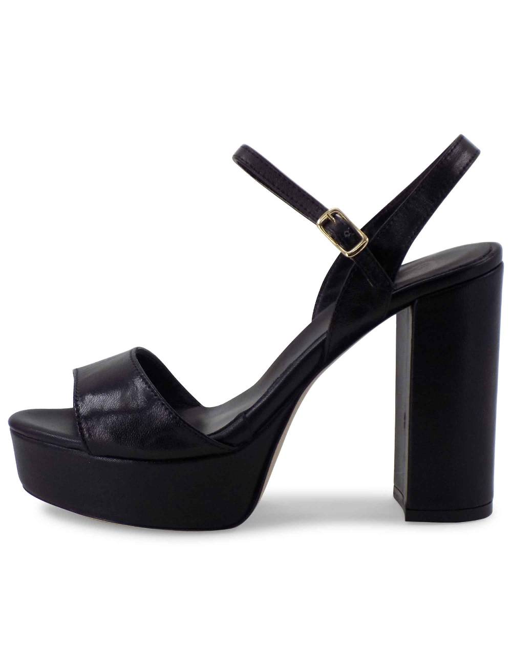 L'ARIANNA Sandali DS1610 donna in pelle nera con tacco alto e plateau rivestiti tono su tono Vendita