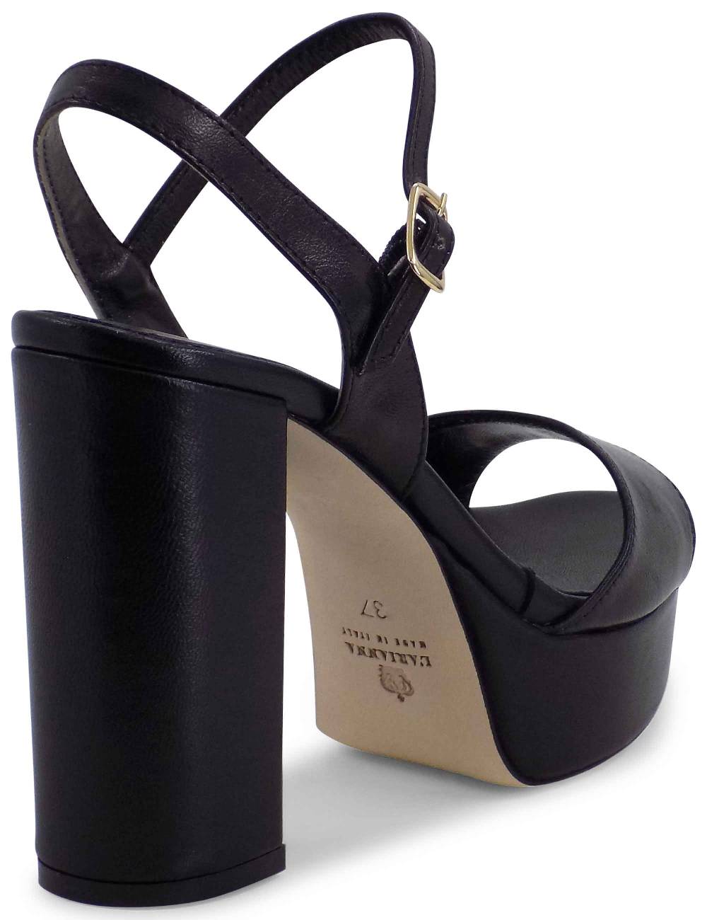 L'ARIANNA Sandali DS1610 donna in pelle nera con tacco alto e plateau rivestiti tono su tono Vendita