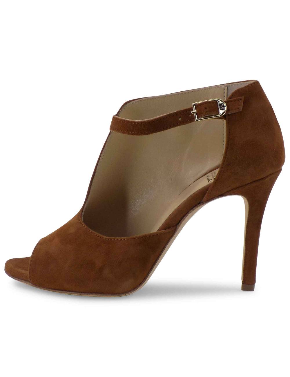 L'ARIANNA sandali open toe sp8000 donna in camoscio color cuoio tacco alto Soddisfazione Garantita