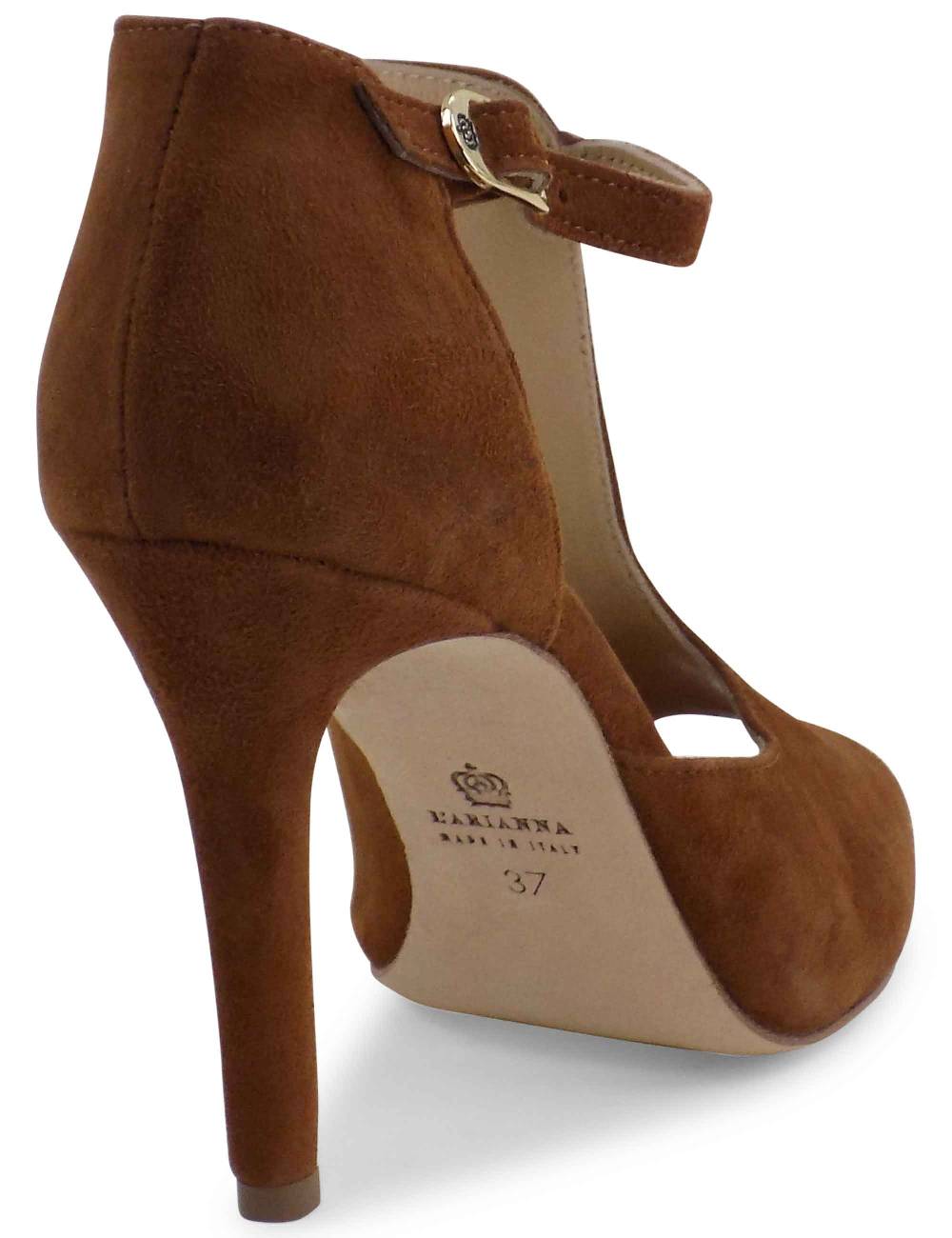 L'ARIANNA sandali open toe sp8000 donna in camoscio color cuoio tacco alto Soddisfazione Garantita