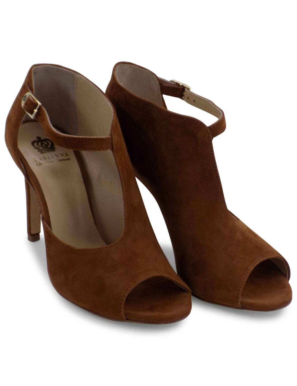 L'ARIANNA sandali open toe sp8000 donna in camoscio color cuoio tacco alto Soddisfazione Garantita
