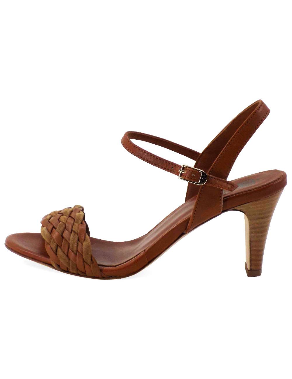 L'ARIANNA Sandali Ds1733/c donna in cuoio con cinturino alla caviglia e fascia intrecciata anteriore in cuoio e camoscio Qualità Garantita