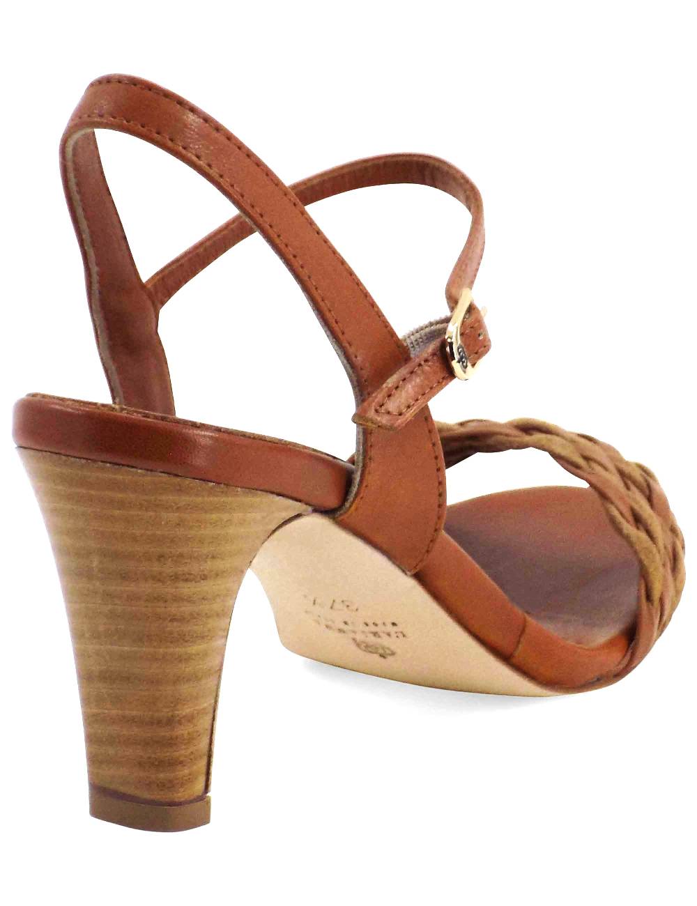 L'ARIANNA Sandali Ds1733/c donna in cuoio con cinturino alla caviglia e fascia intrecciata anteriore in cuoio e camoscio Qualità Garantita