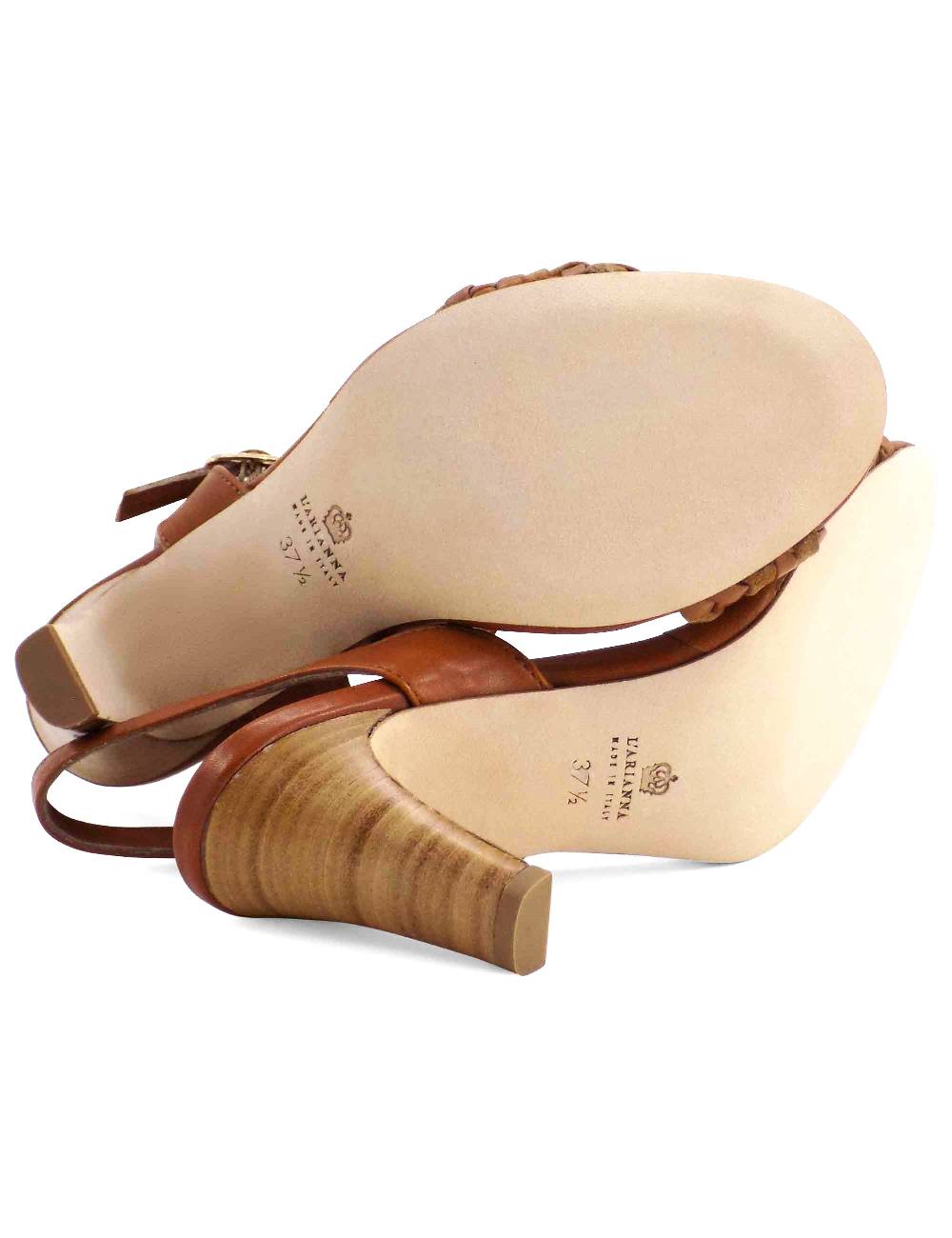 L'ARIANNA Sandali Ds1733/c donna in cuoio con cinturino alla caviglia e fascia intrecciata anteriore in cuoio e camoscio Qualità Garantita