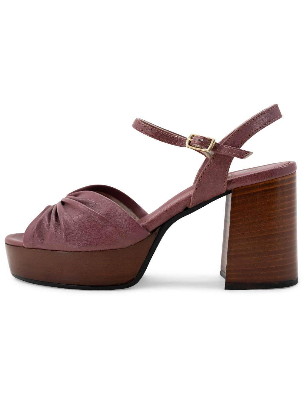 L'ARIANNA Sandali ds1648 da donna in pelle couture con tacco e plateau in cuoio L'Arianna Negozi Online