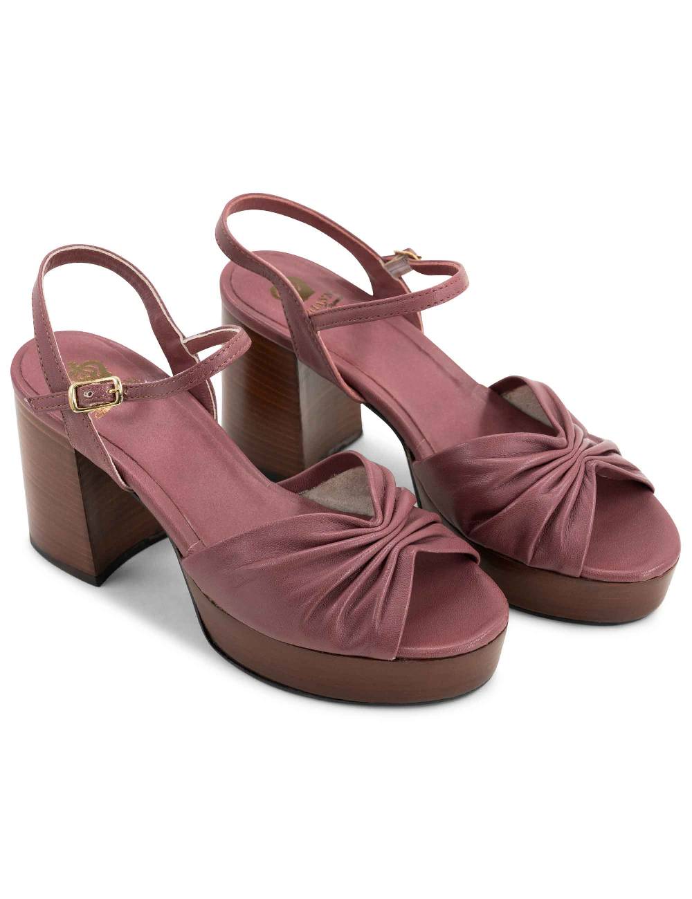L'ARIANNA Sandali ds1648 da donna in pelle couture con tacco e plateau in cuoio L'Arianna Negozi Online