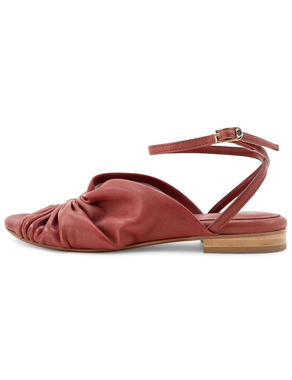 L'ARIANNA sandalo sp1512 da donna in pelle color mattone, plissè e laccio alla caviglia Acquista Ora