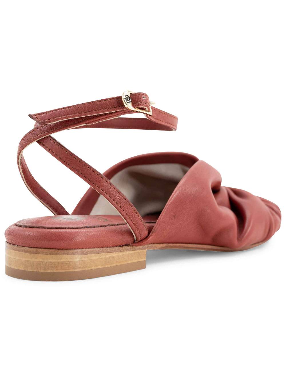 L'ARIANNA sandalo sp1512 da donna in pelle color mattone, plissè e laccio alla caviglia Acquista Ora