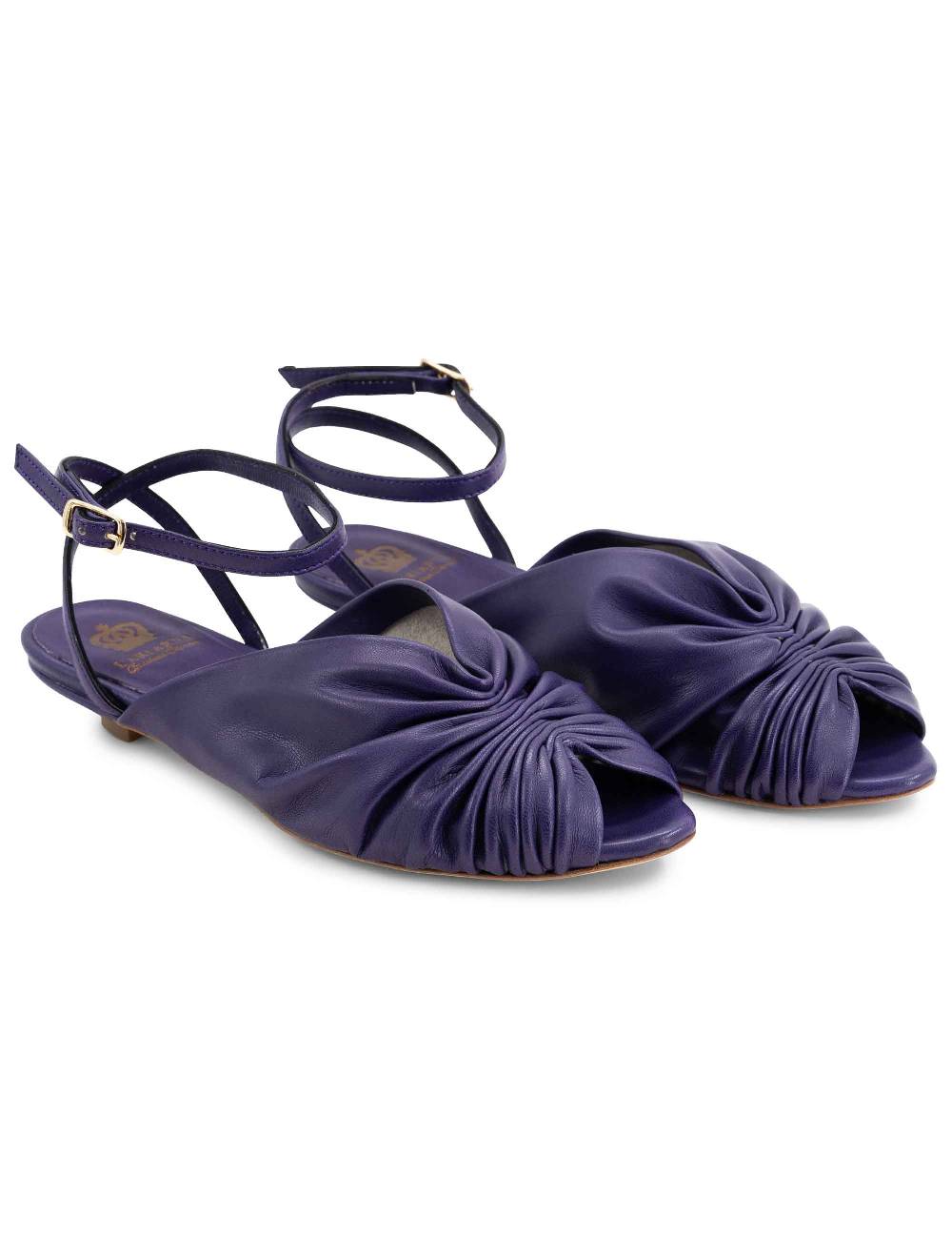 L'ARIANNA sandalo sp1596 da donna in pelle color viola plissè e cintuirno alla caviglia Consegna Veloce