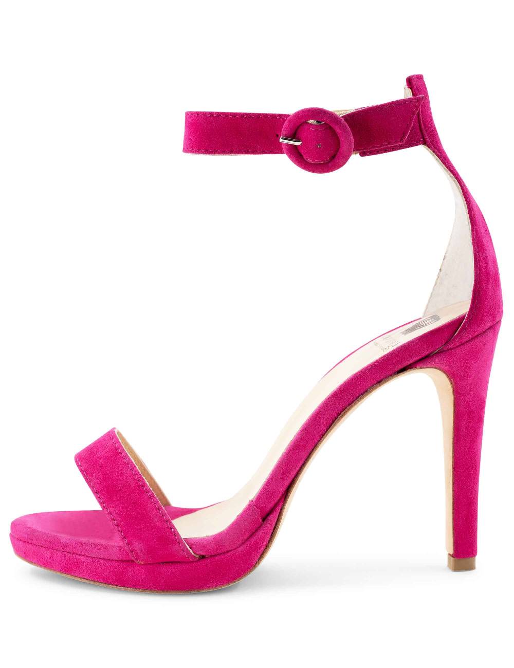 L'ARIANNA Sandali DS7016 donna in camoscio fucsia tacco alto e cinturino alla caviglia Promozione Limitata