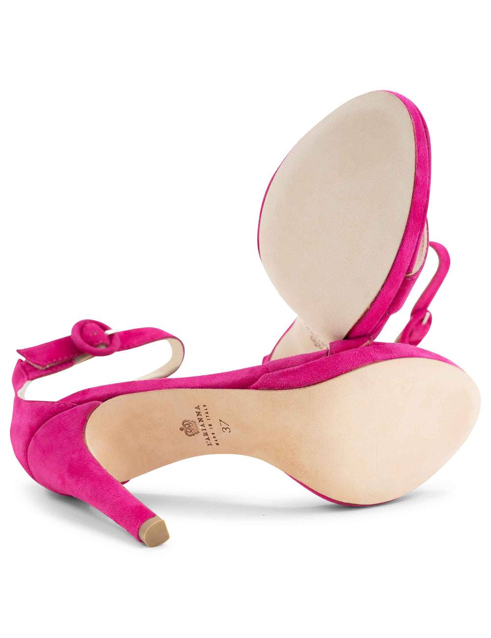 L'ARIANNA Sandali DS7016 donna in camoscio fucsia tacco alto e cinturino alla caviglia Promozione Limitata