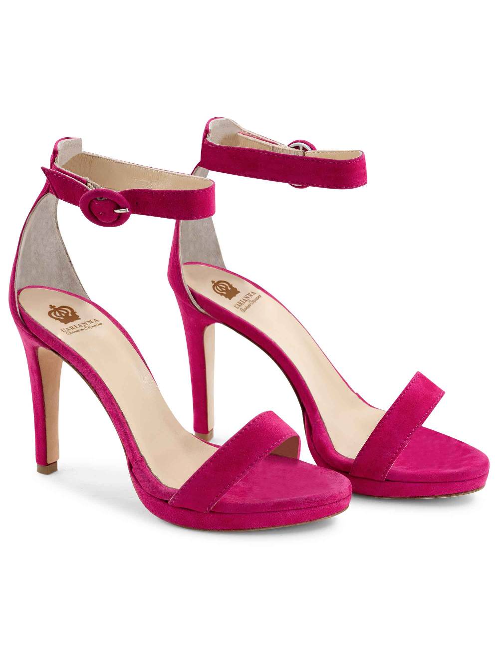 L'ARIANNA Sandali DS7016 donna in camoscio fucsia tacco alto e cinturino alla caviglia Promozione Limitata