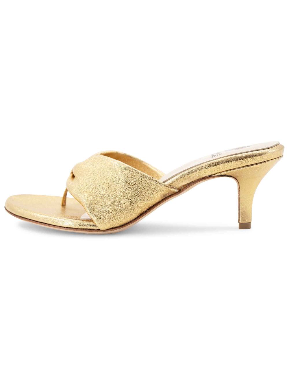 L'ARIANNA Sandali ds7048 donna in pelle lamin oro con tacco basso Fino Al -60%