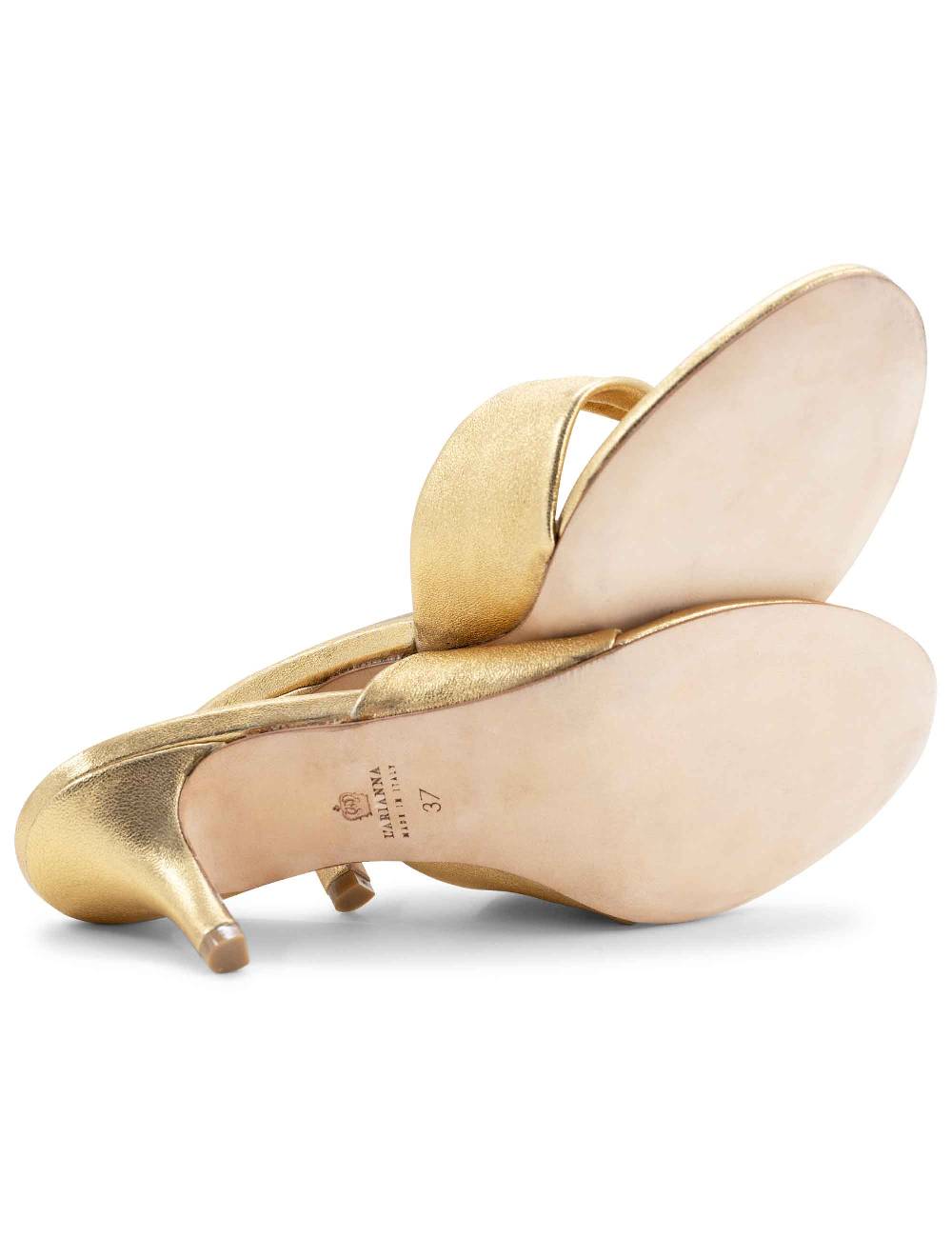 L'ARIANNA Sandali ds7048 donna in pelle lamin oro con tacco basso Fino Al -60%