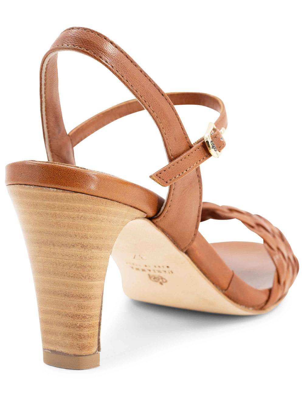 L'ARIANNA Sandali Ds1733/c donna in cuoio con cinturino alla caviglia e fascia intrecciata anteriore Consegna Veloce