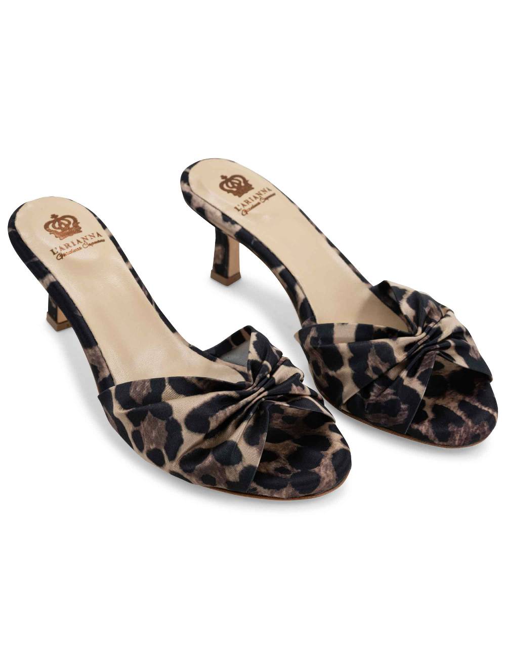 L'ARIANNA Sandali ds1649/rt donna inraso animalier color nero con tacco basso Sottocosto