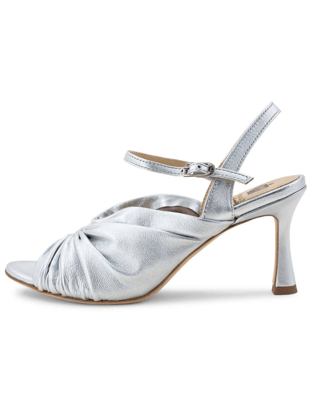 L'ARIANNA Sandali ds1535/rt donna in pelle argento con suola in cuoio Novità