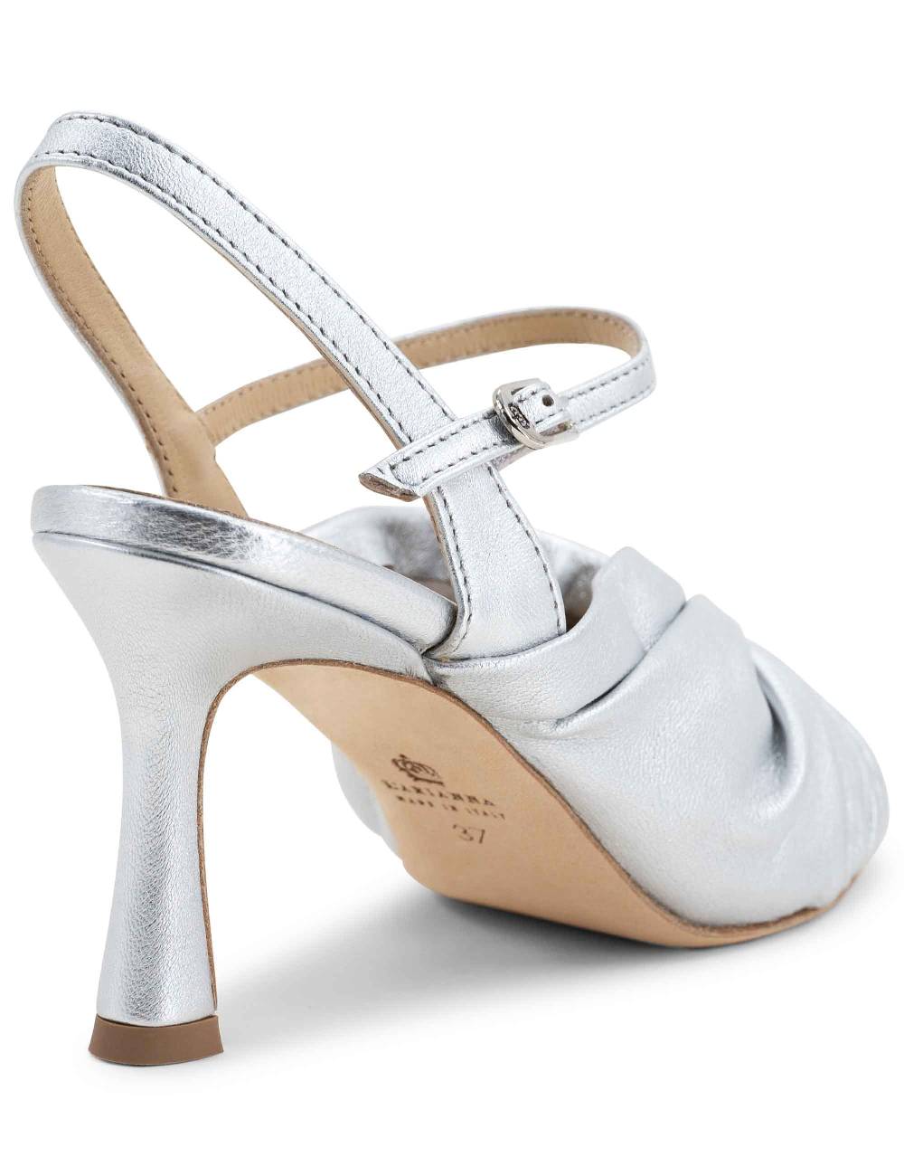 L'ARIANNA Sandali ds1535/rt donna in pelle argento con suola in cuoio Novità