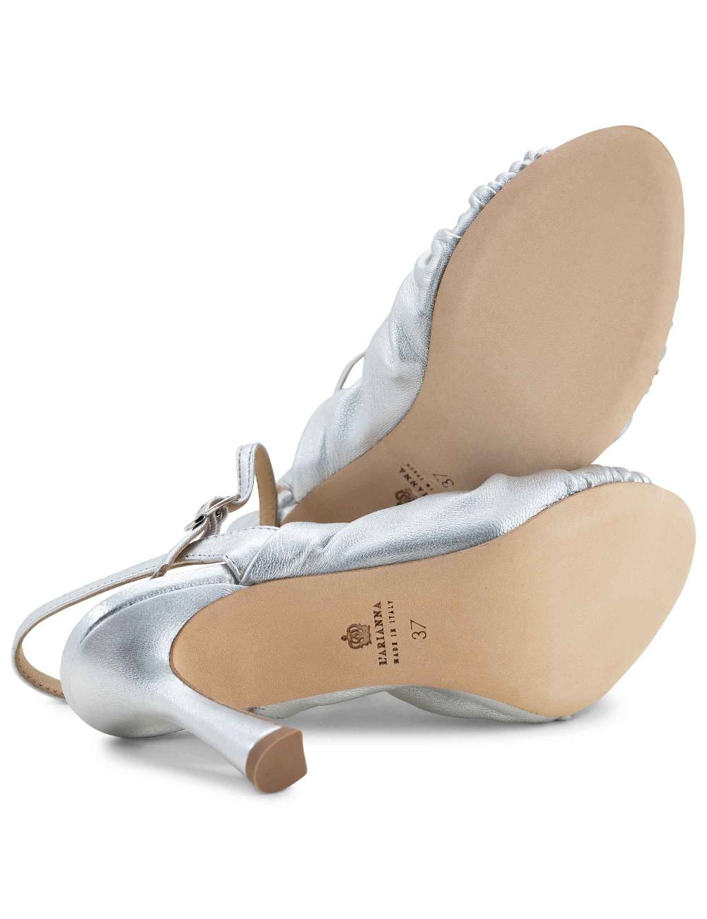 L'ARIANNA Sandali ds1535/rt donna in pelle argento con suola in cuoio Novità