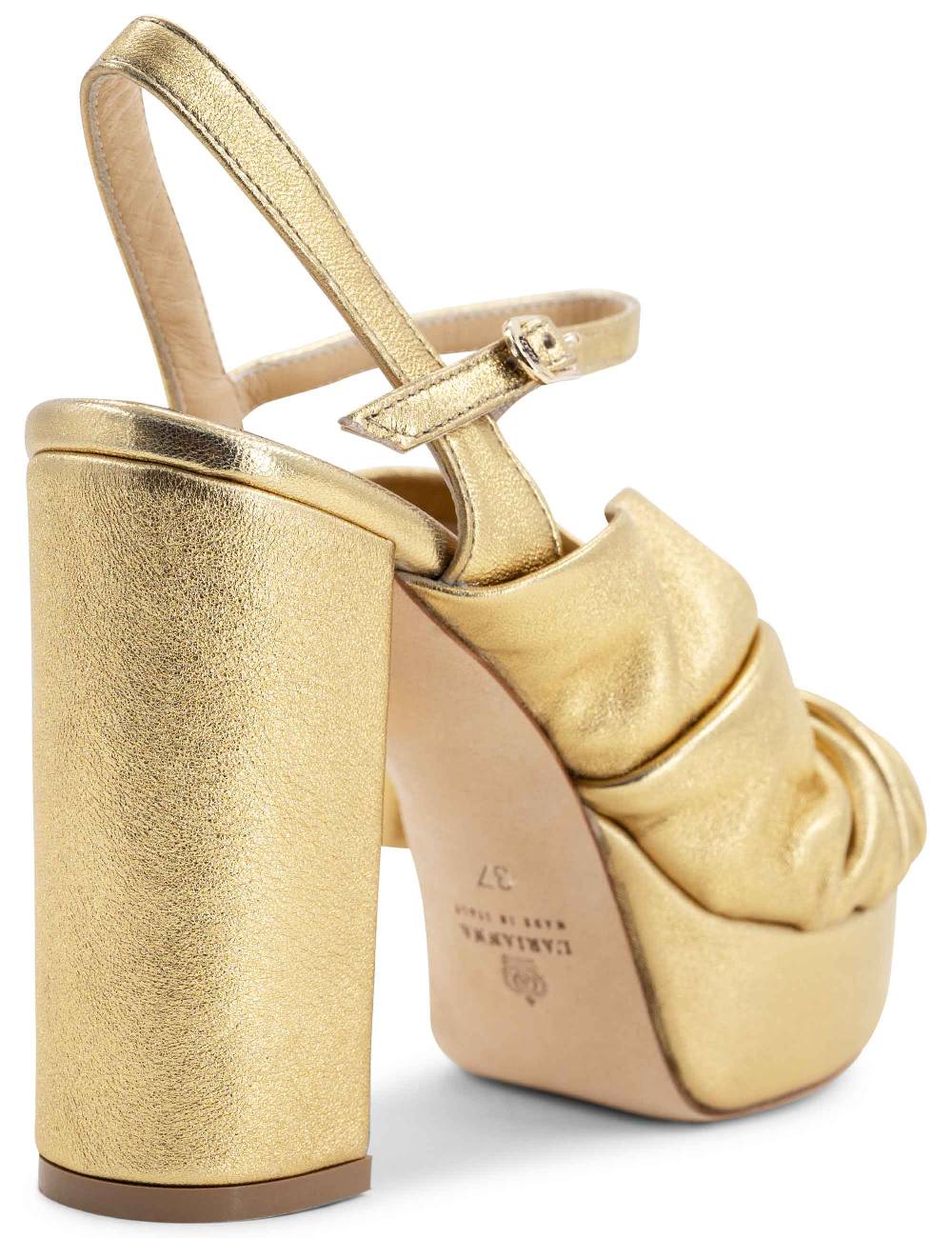 L'ARIANNA Sandali DS1609 donna in pelle laminata oro con tacco alto e plateau Economico