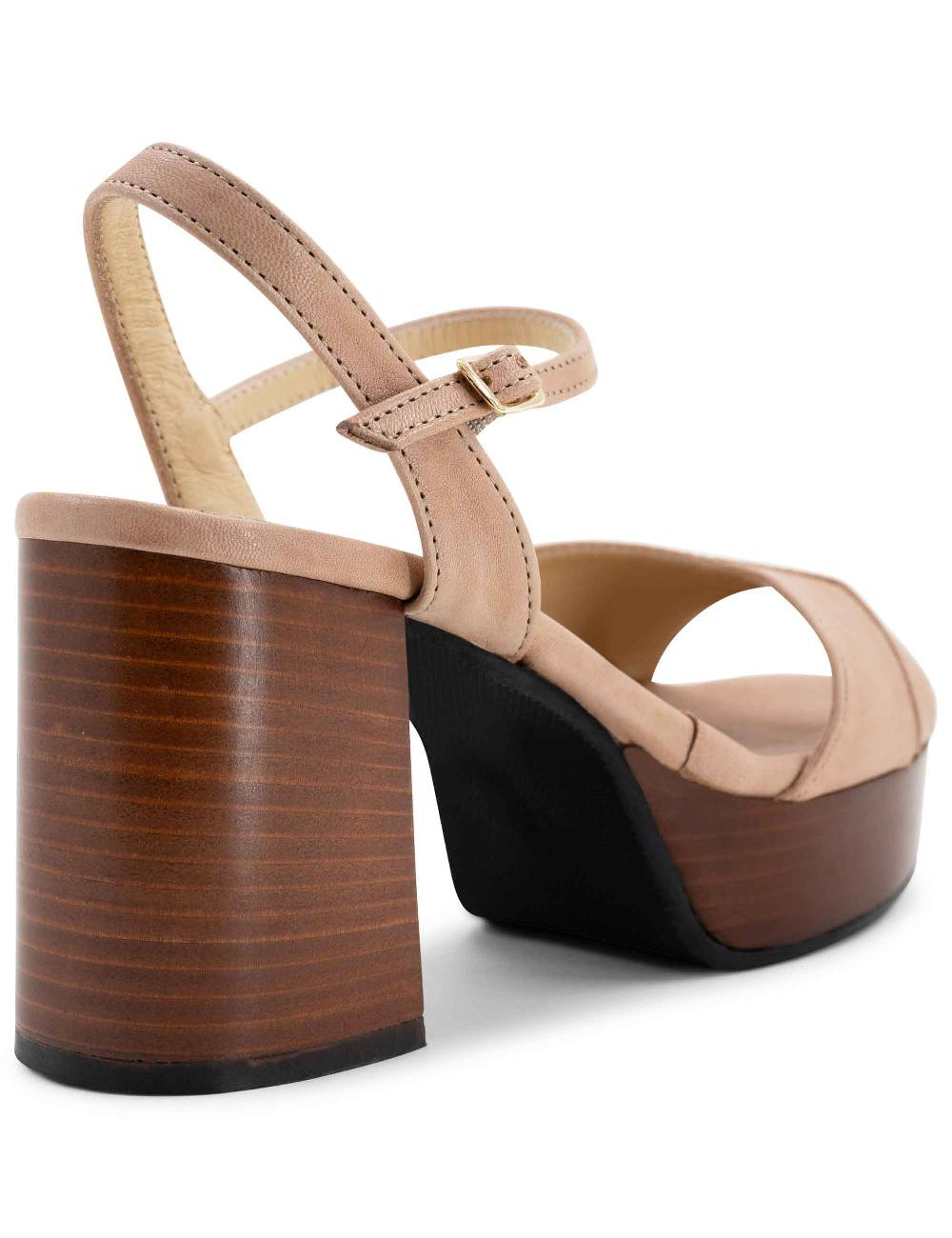 L'ARIANNA Sandali DS1639 donna in pelle nude con cinturino e tacco e plateau in cuoio Online