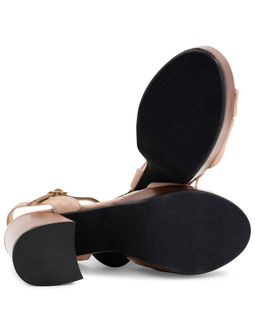 L'ARIANNA Sandali DS1639 donna in pelle nude con cinturino e tacco e plateau in cuoio Online