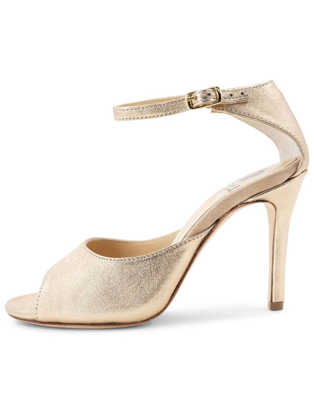 L'ARIANNA Sandali DS1518 donna in pelle laminata nude con tacco alto e cinturino alla caviglia L'Arianna Economico