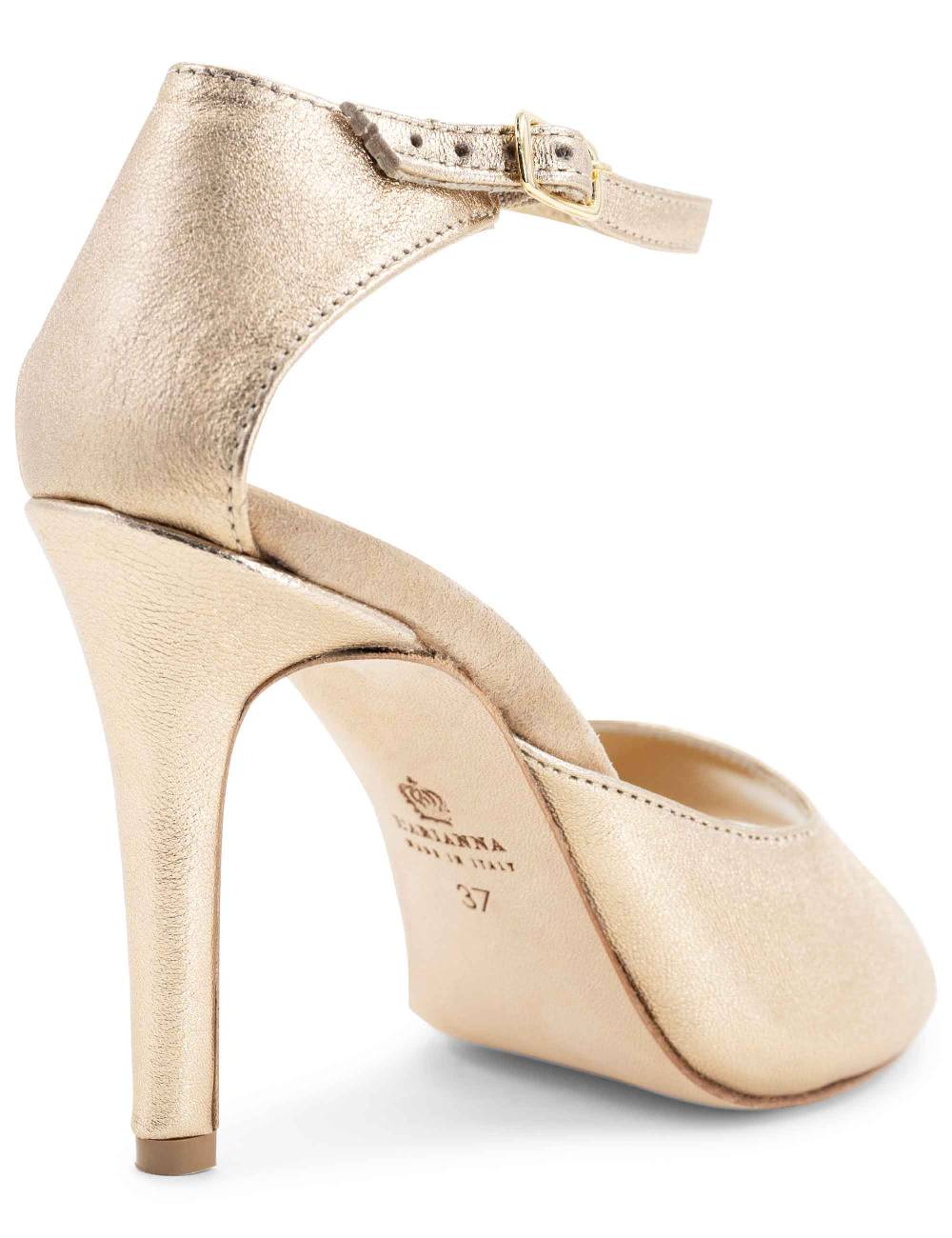 L'ARIANNA Sandali DS1518 donna in pelle laminata nude con tacco alto e cinturino alla caviglia L'Arianna Economico