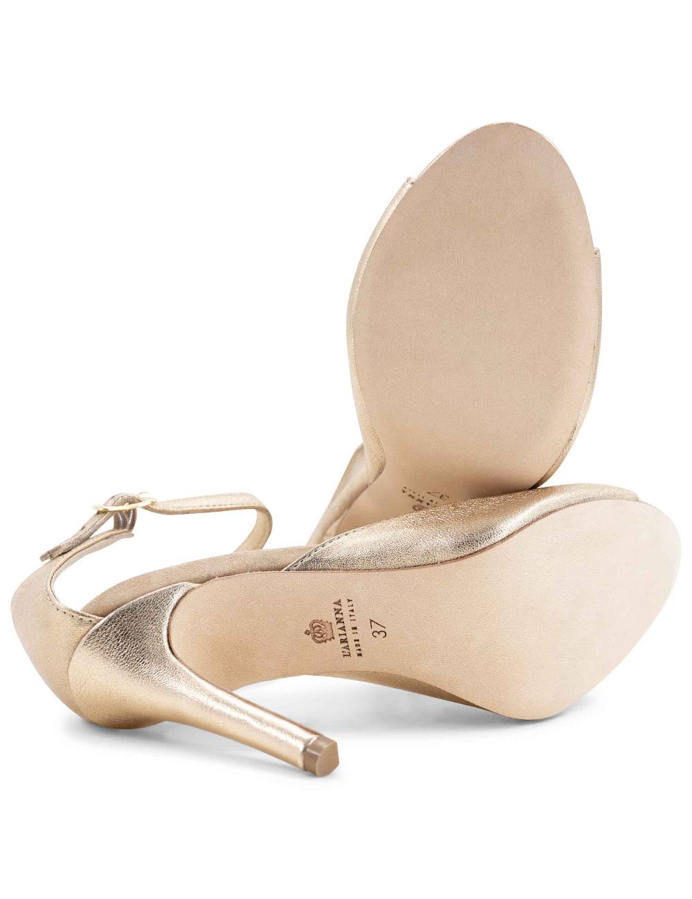 L'ARIANNA Sandali DS1518 donna in pelle laminata nude con tacco alto e cinturino alla caviglia L'Arianna Economico