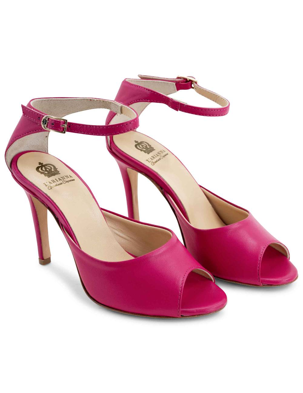 L'ARIANNA Sandali DS1518 donna in pelle fucsia con tacco alto e cinturino alla caviglia L'Arianna Saldi