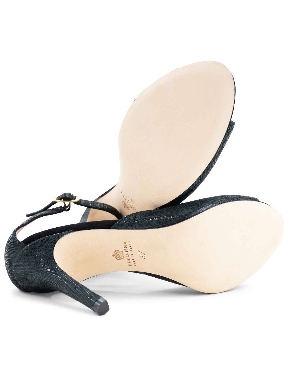 L'ARIANNA Sandali DS1518 donna in camoscio nero e lucry nero con tacco alto e cinturino alla caviglia L'Arianna Vendita Economica