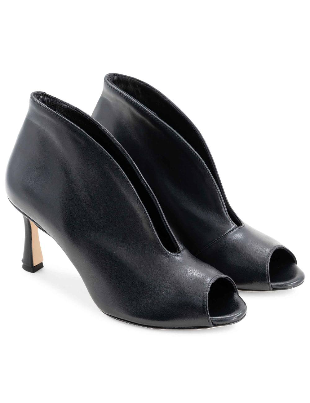 L'ARIANNA tronchetti sp8004 open toe donna in pelle nera con tacco alto Vendite Flash