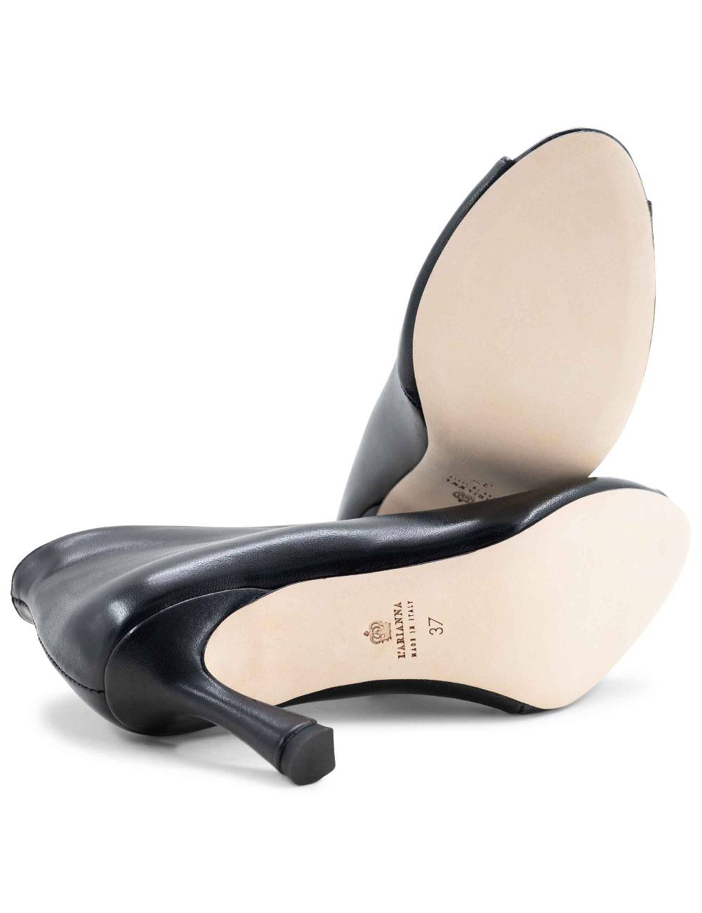 L'ARIANNA tronchetti sp8004 open toe donna in pelle nera con tacco alto Vendite Flash