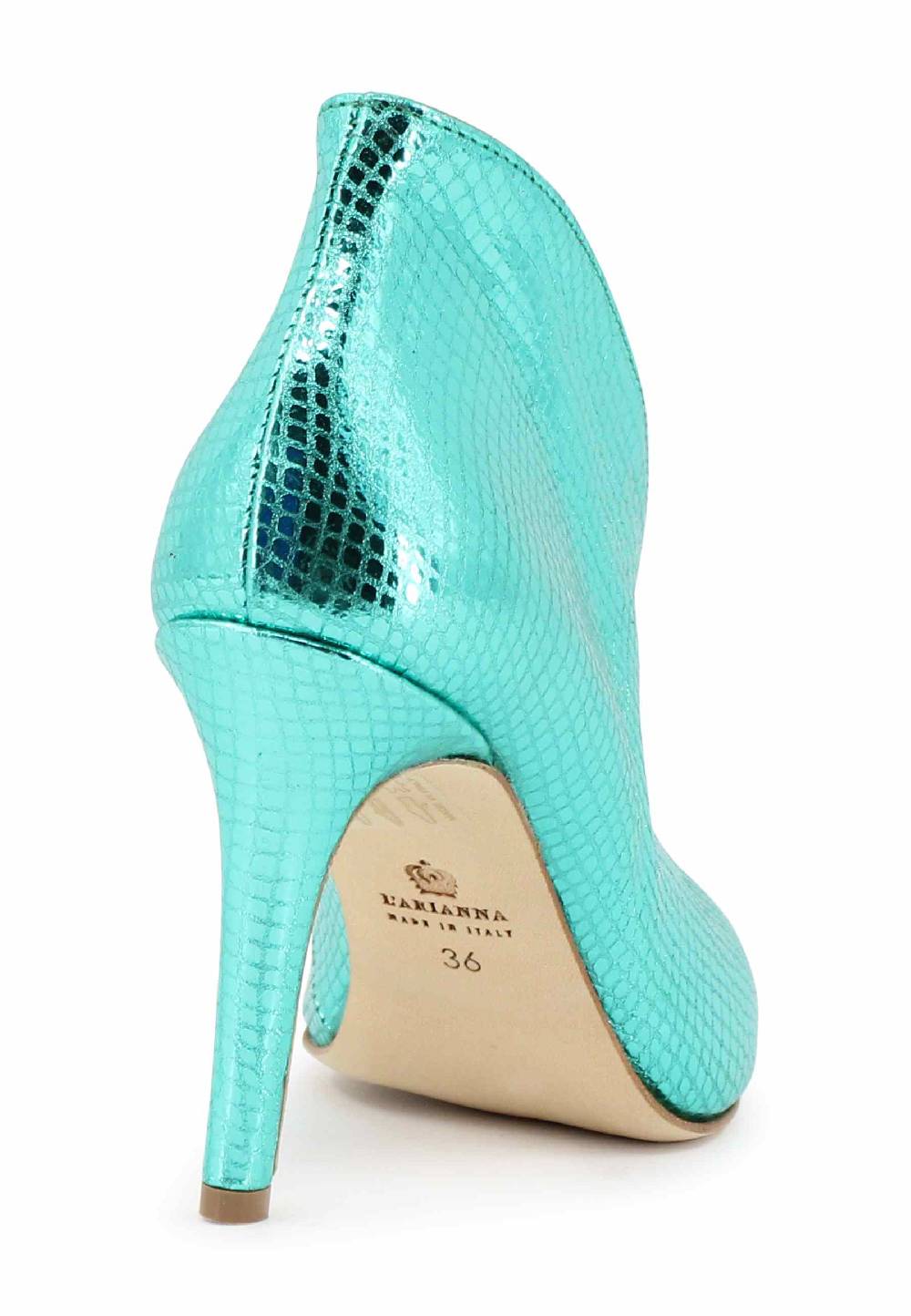 L'ARIANNA tronchetto SP8004 open toe donna in pelle laminata verde tacco alto Moda