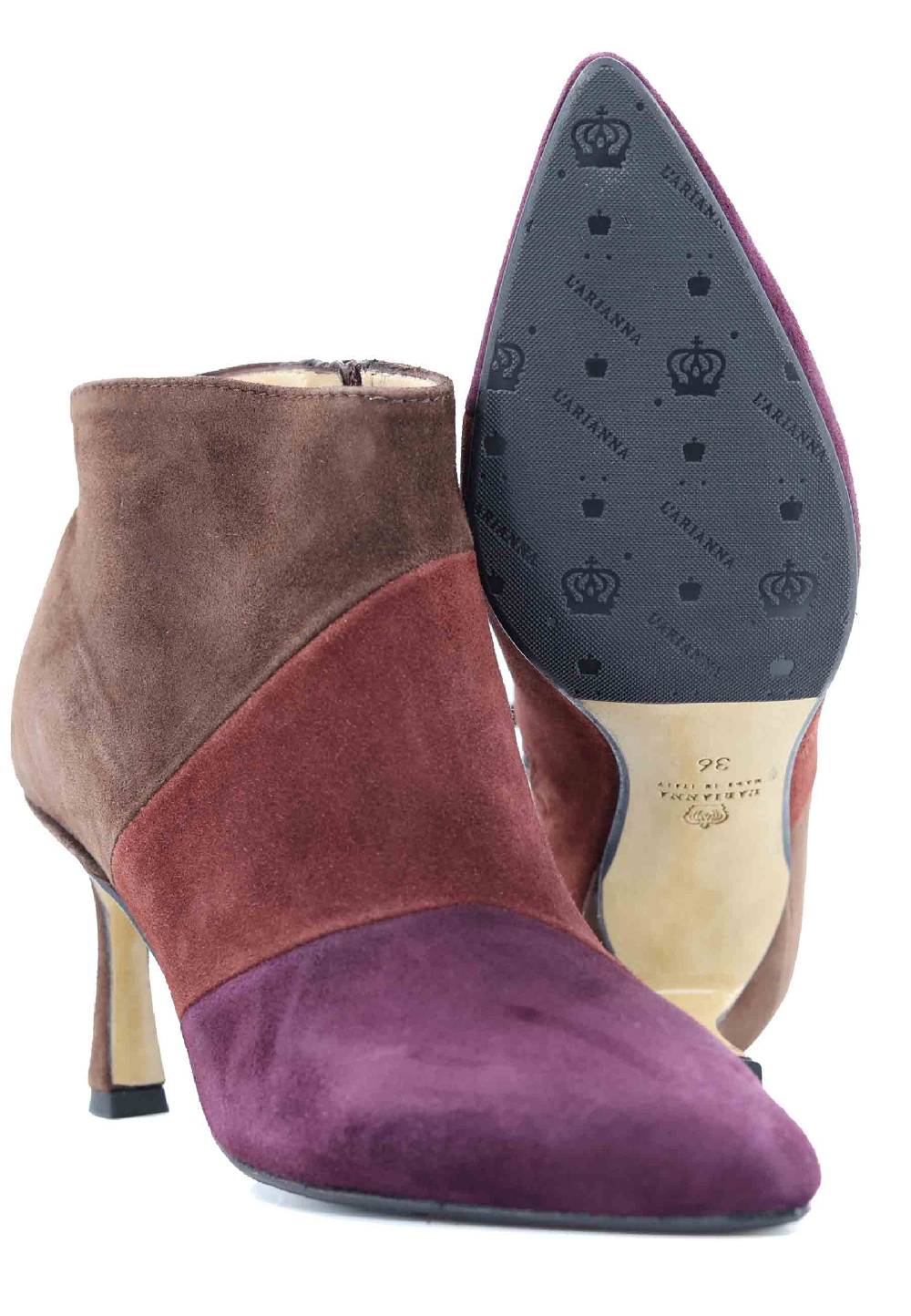 L'ARIANNA Stivaletti TR1672/RT in camoscio tre colori con tacco alto Italy