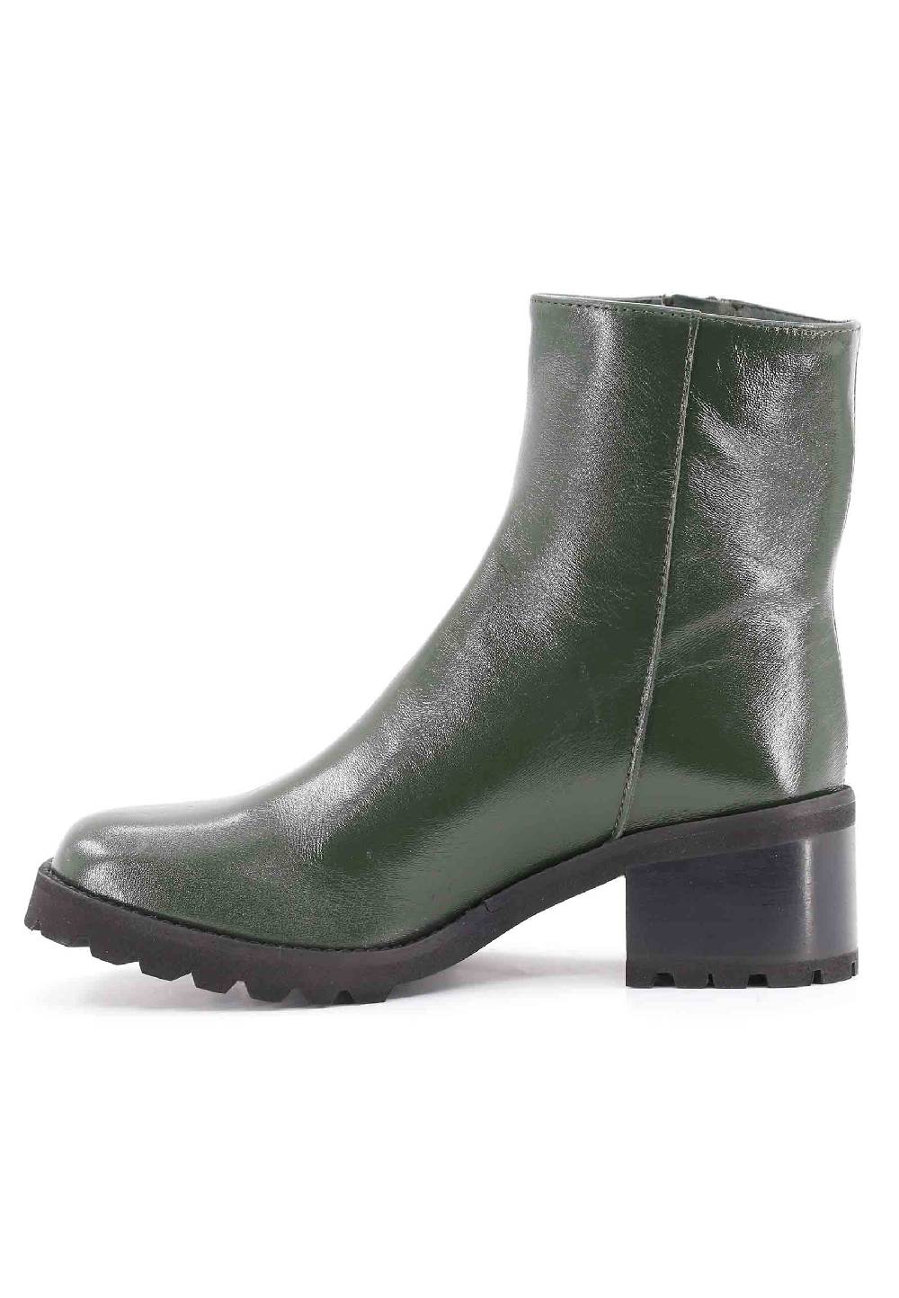 L'ARIANNA Stivaletti TR1665 in pelle verde con suola in gomma carrarmato In Linea