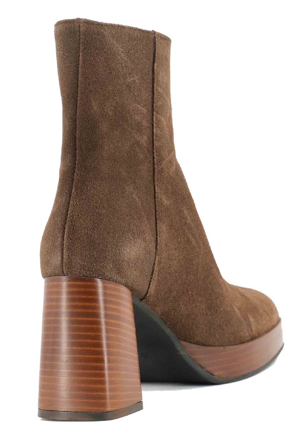 L'ARIANNA Stivaletti TR1665 in crosta marrone con tacco alto e plateau con zip esterna Promozione