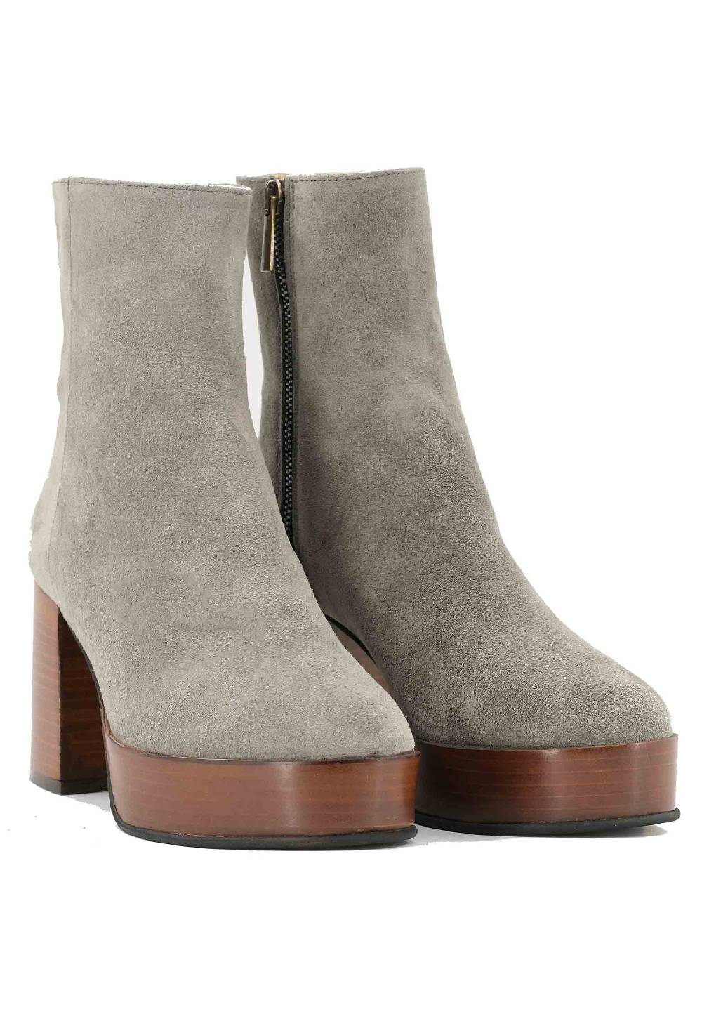 L'ARIANNA Stivaletti TR1556 in camoscio grigio con tacco alto e plateau con zip laterale di chiusura Spedizione Gratuita