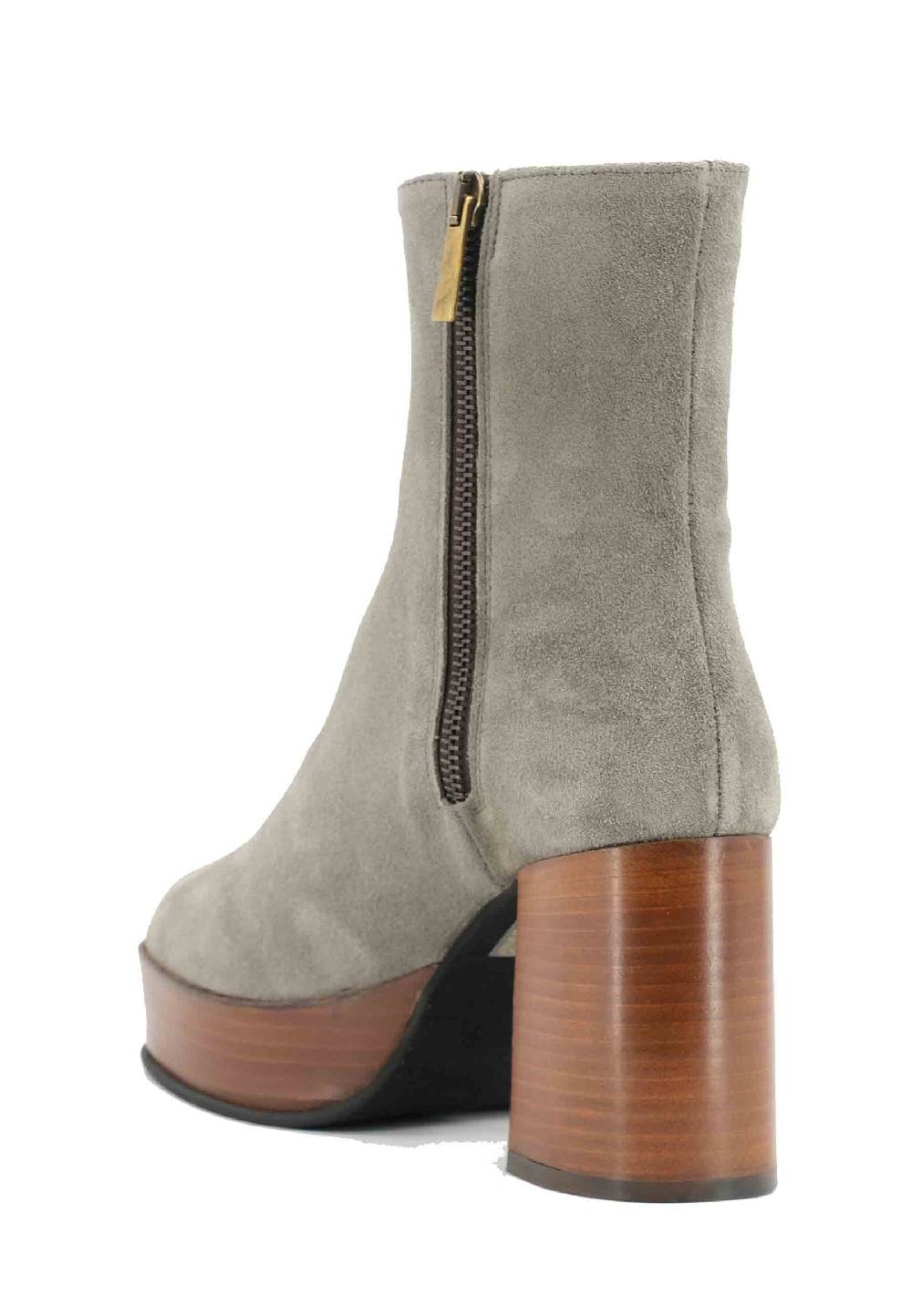 L'ARIANNA Stivaletti TR1556 in camoscio grigio con tacco alto e plateau con zip laterale di chiusura Spedizione Gratuita