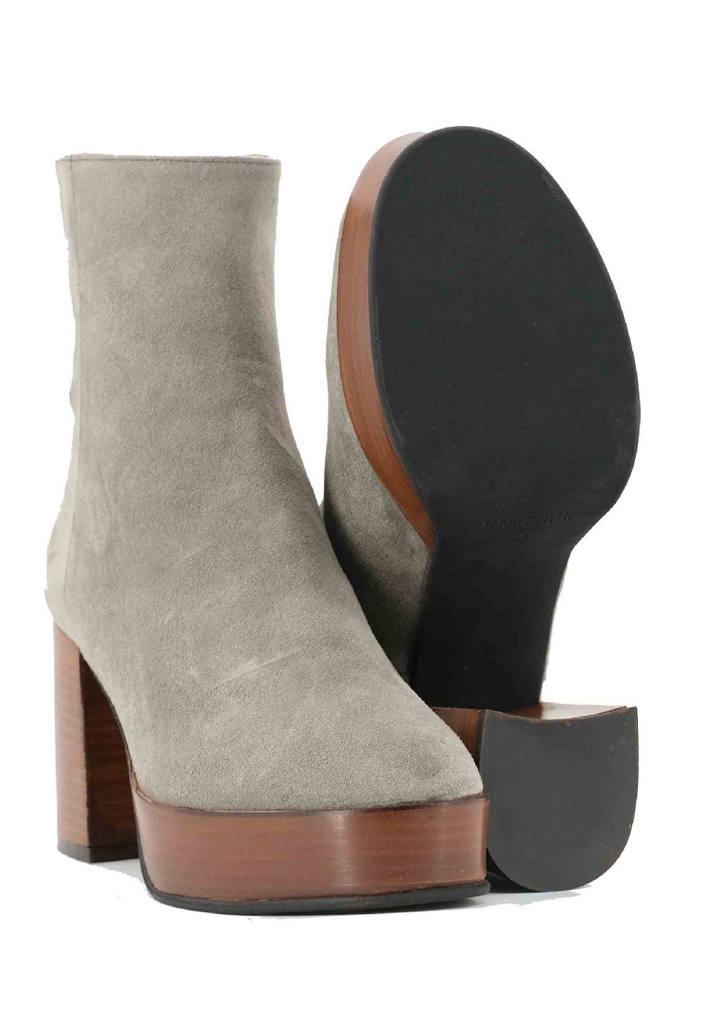 L'ARIANNA Stivaletti TR1556 in camoscio grigio con tacco alto e plateau con zip laterale di chiusura Spedizione Gratuita