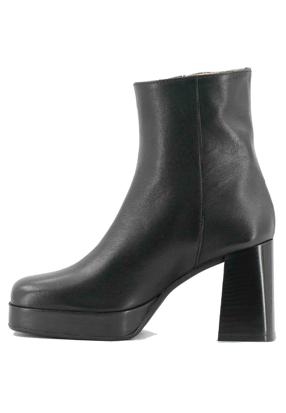 L'ARIANNA Stivaletti TR1665 in pelle nera con tacco alto e plateau con zip esterna Negozi Online